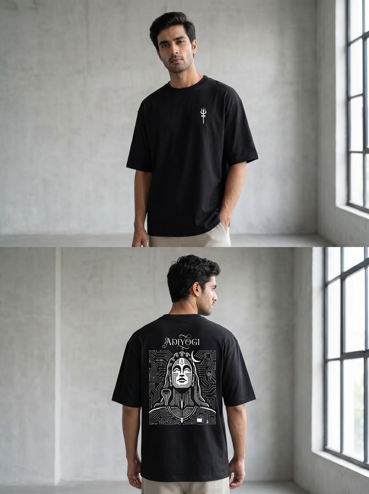adiyogi oversized tee – minimal spiritual edition
