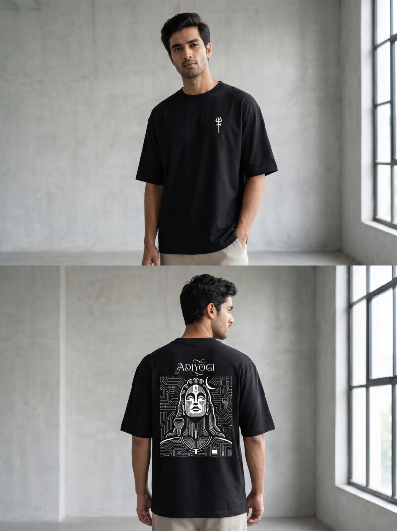 Home adiyogi oversized tee – minimal spiritual edition