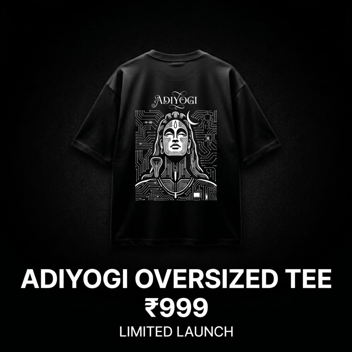 adiyogi oversized tee – minimal spiritual edition