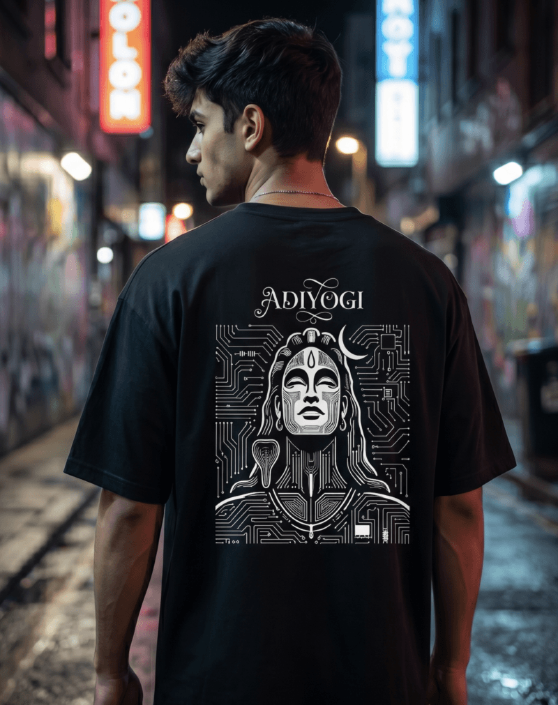 adiyogi oversized tee – minimal spiritual edition