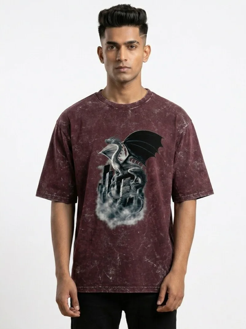 Home titan of mist unisex acid washed oversized tee