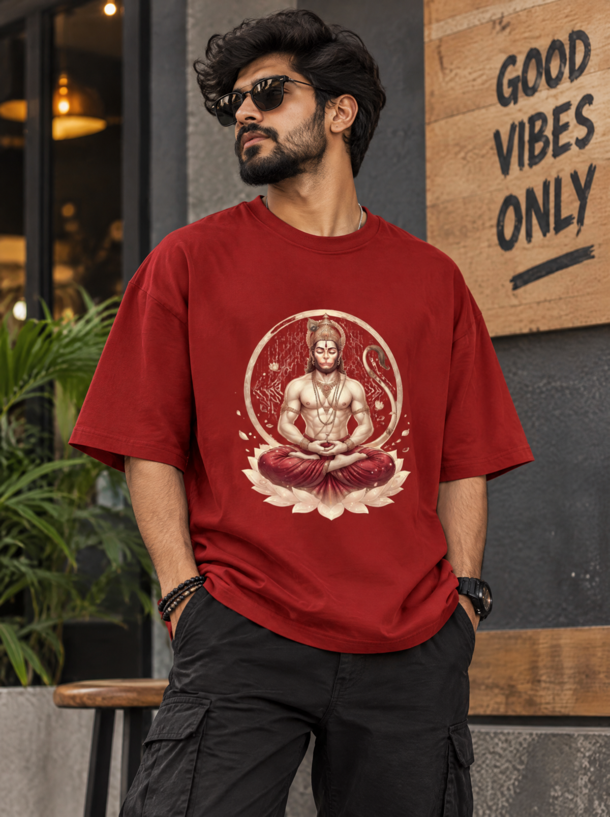 Meditative Hanuman Unisex Oversized Classic T-Shirt