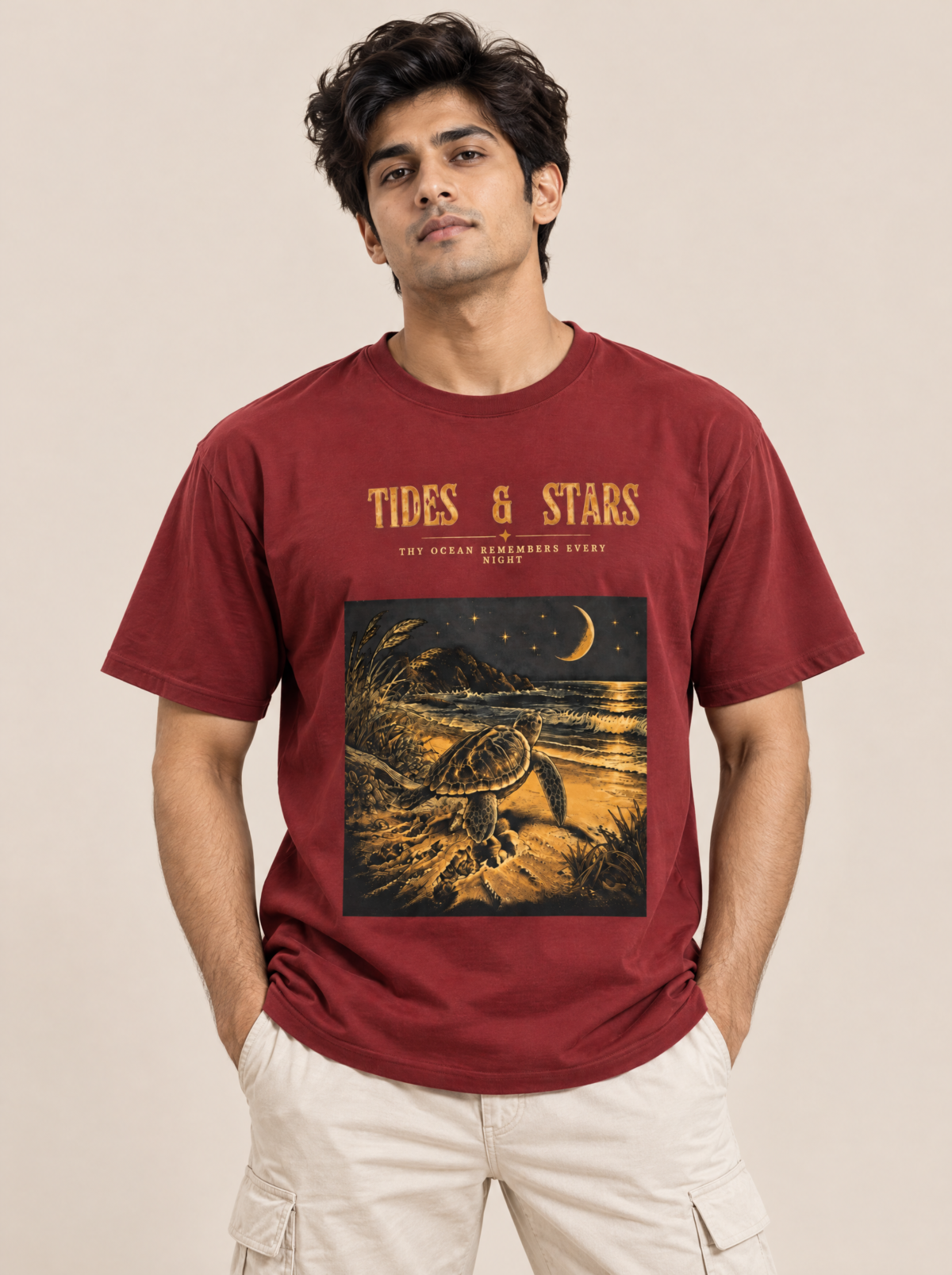 unisex tides & starts tee model